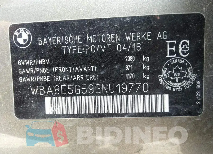 WBA8E5G59GNU19770 Photo# 9