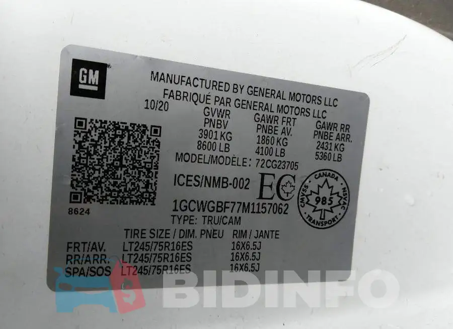 1GCWGBF77M1157062 Photo# 9