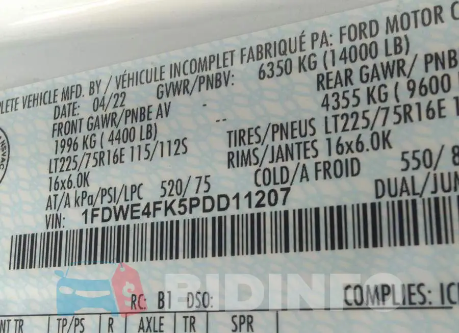 1FDWE4FK5PDD11207 Photo# 9