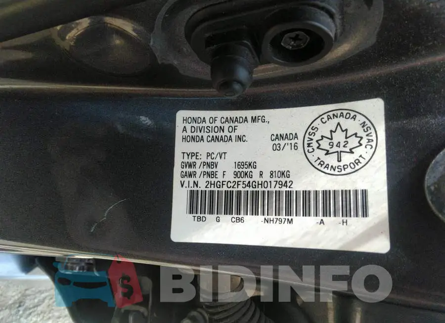 2HGFC2F54GH017942 Photo# 9