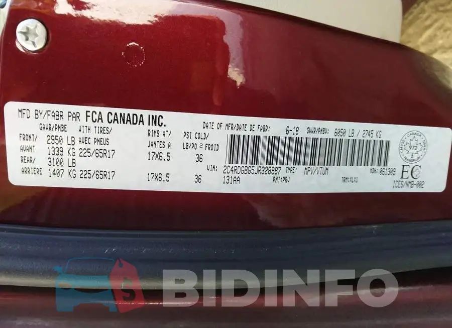 2C4RDGBG5JR328987 Photo# 9