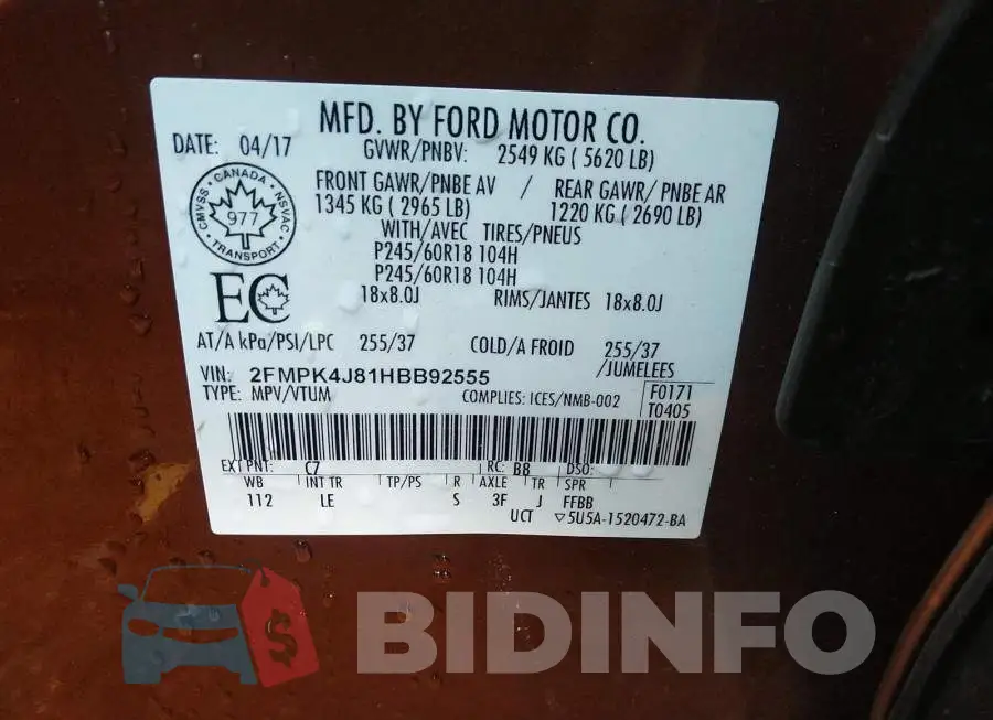 2FMPK4J81HBB92555 Photo# 9
