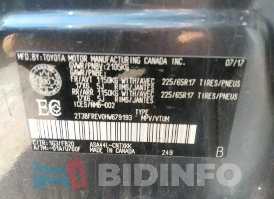 2T3BFREV0HW679193 Photo# 9