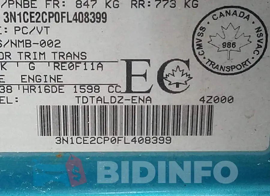 3N1CE2CP0FL408399 Photo# 9