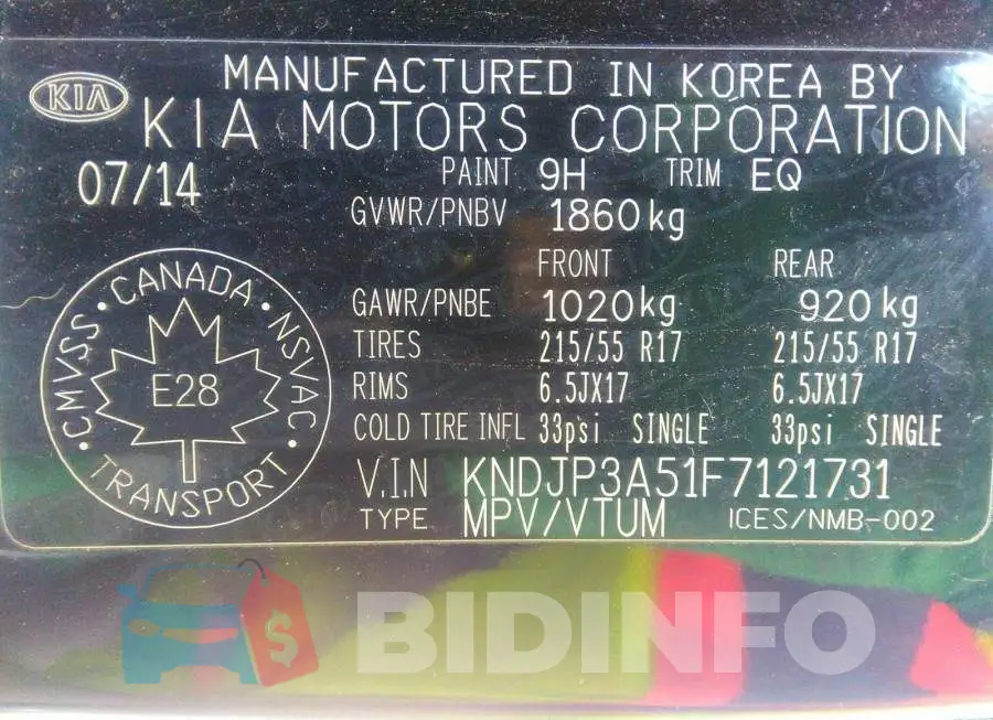 KNDJP3A51F7121731 Photo# 9