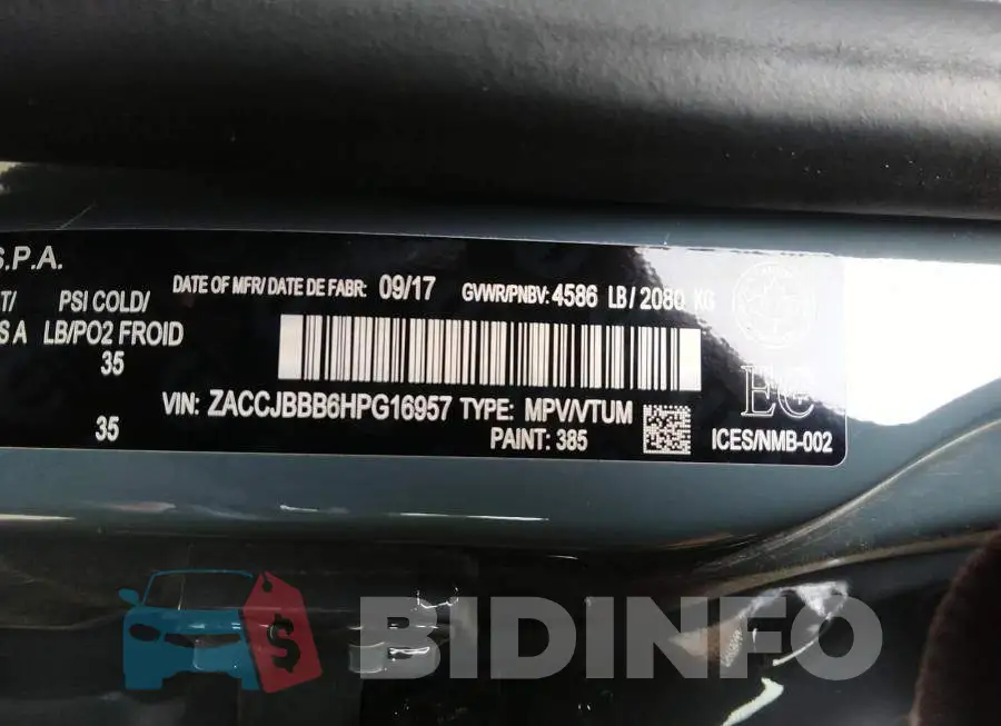 ZACCJBBB6HPG16957 Photo# 9