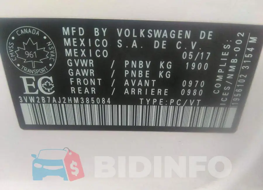 3VW2B7AJ2HM385084 Photo# 9