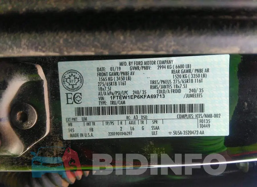 1FTEW1EP6KFA69713 Photo# 9