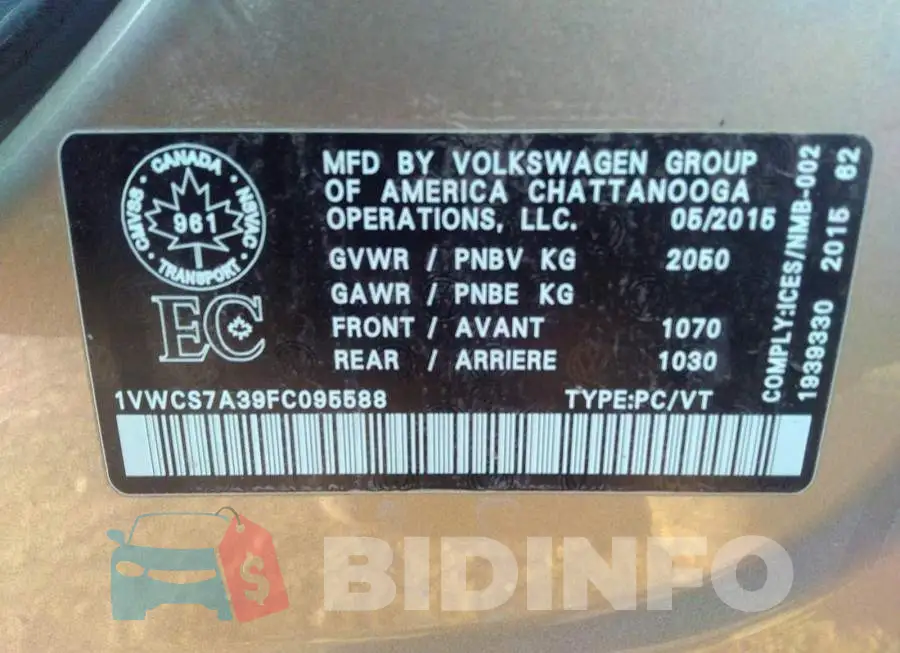 1VWCS7A39FC095588 Photo# 9