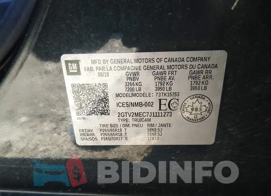 2GTV2MEC7J1111273 Photo# 9