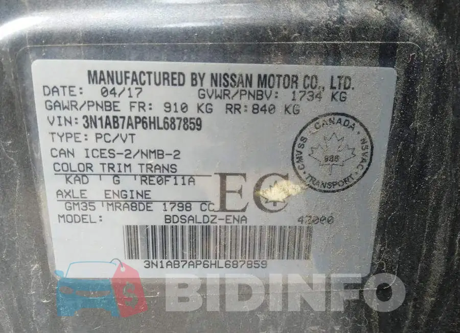 3N1AB7AP6HL687859 Photo# 9