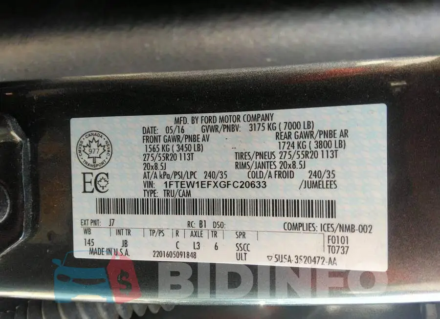 1FTEW1EFXGFC20633 Photo# 9