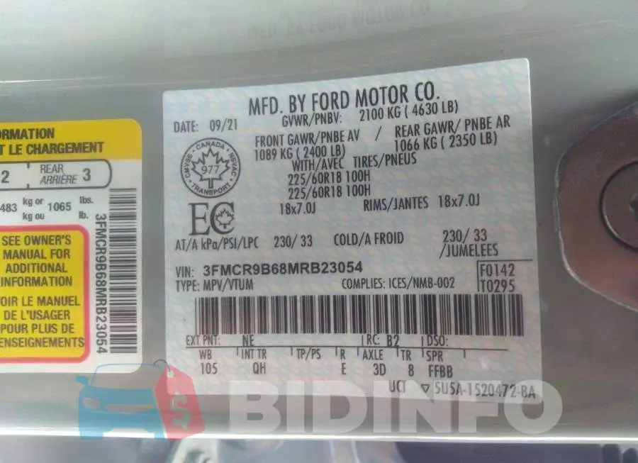 3FMCR9B68MRB23054 Photo# 9