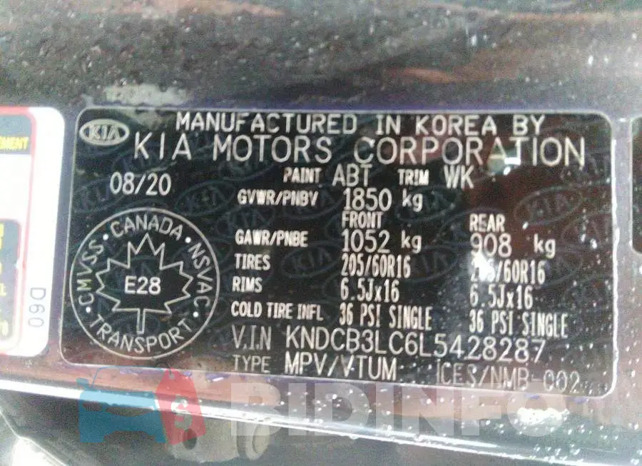KNDCB3LC6L5428287 Photo# 9