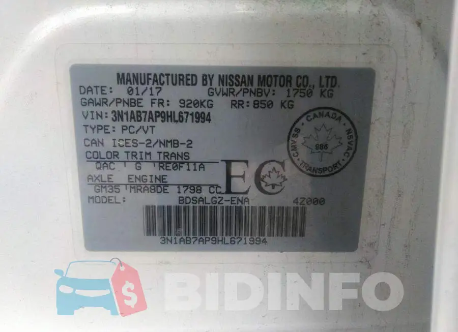 3N1AB7AP9HL671994 Photo# 9