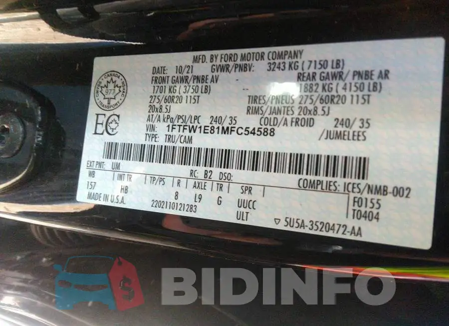 1FTFW1E81MFC54588 Photo# 9