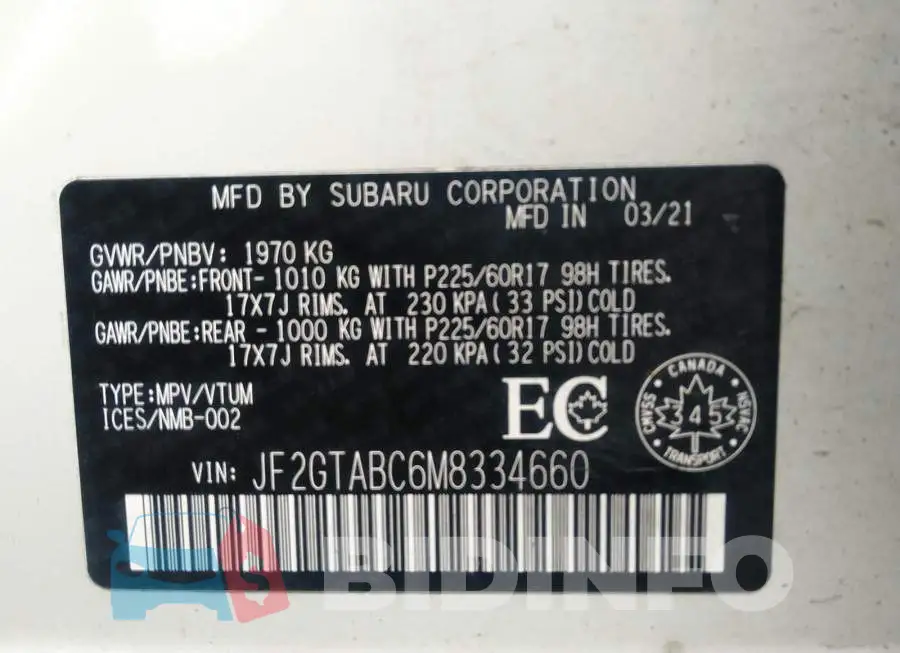JF2GTABC6M8334660 Photo# 9