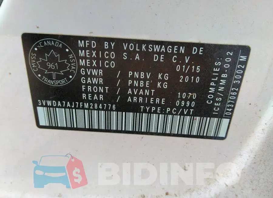 3VWDA7AJ7FM284776 Photo# 9