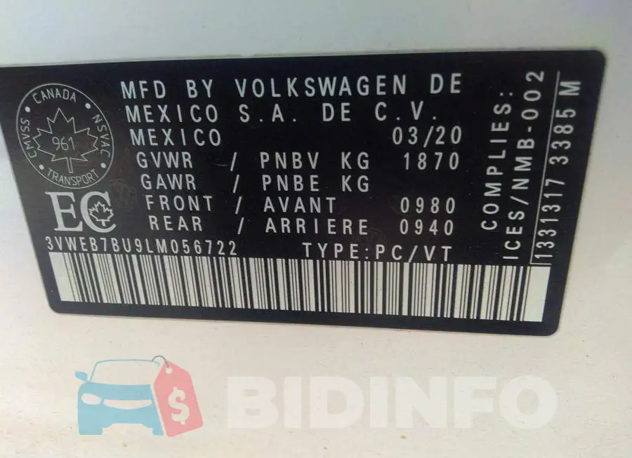 3VWEB7BU9LM056722 Photo# 9