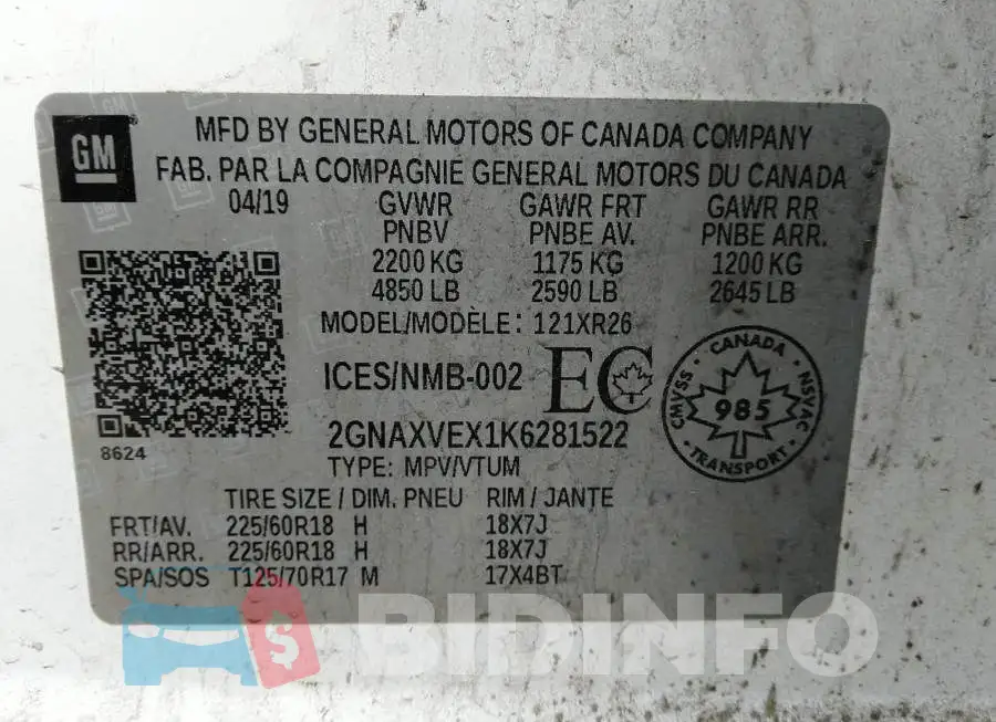 2GNAXVEX1K6281522 Photo# 9