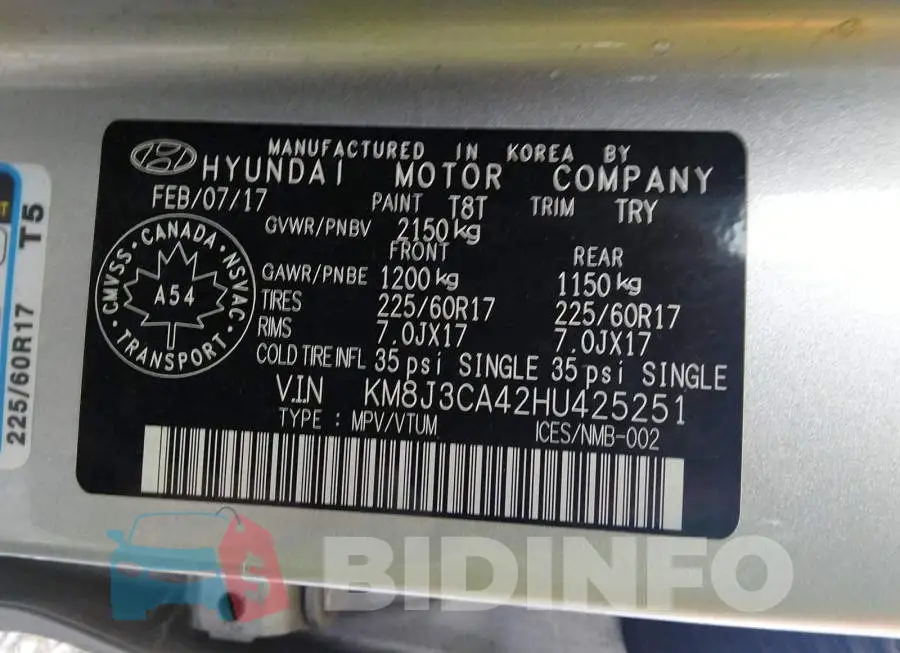 KM8J3CA42HU425251 Photo# 9