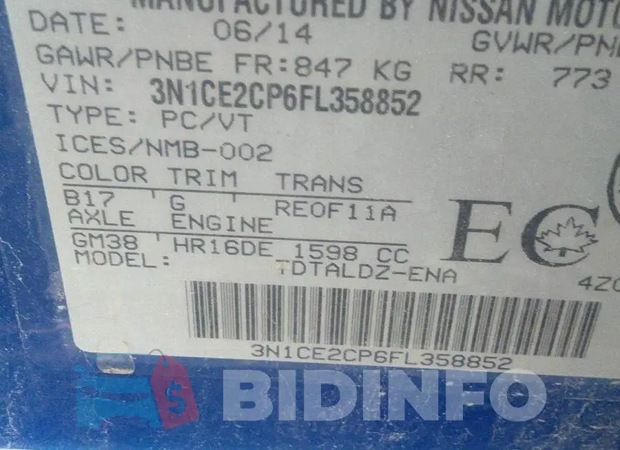 3N1CE2CP6FL358852 Photo# 9