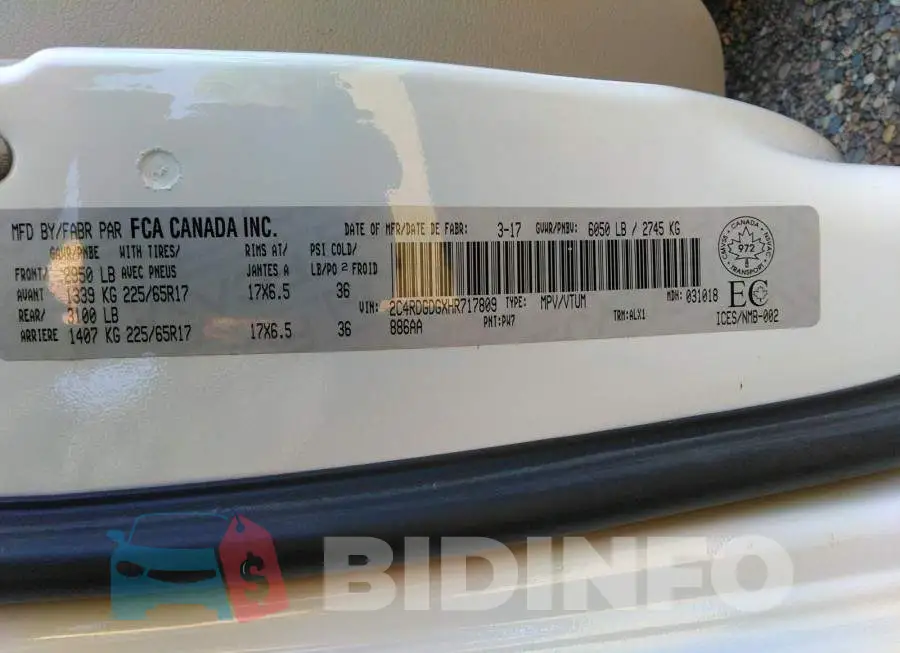 2C4RDGDGXHR717809 Photo# 9