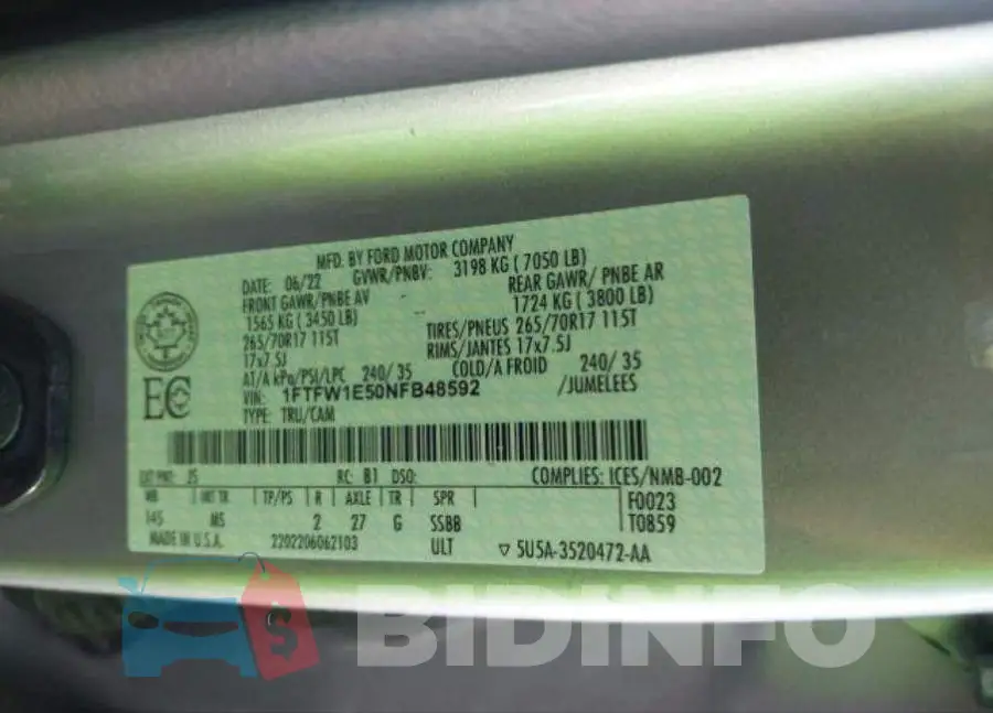 1FTFW1E50NFB48592 Photo# 10