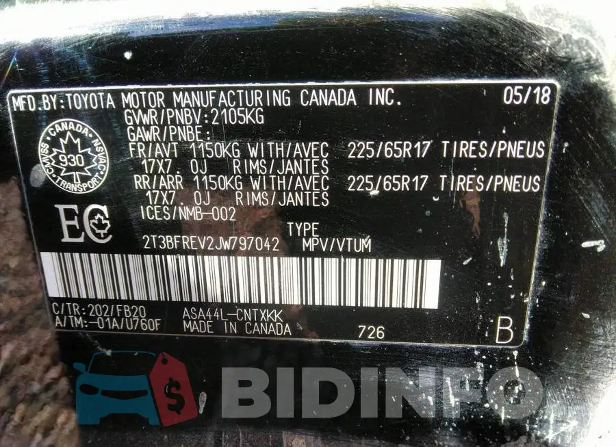 2T3BFREV2JW797042 Photo# 9