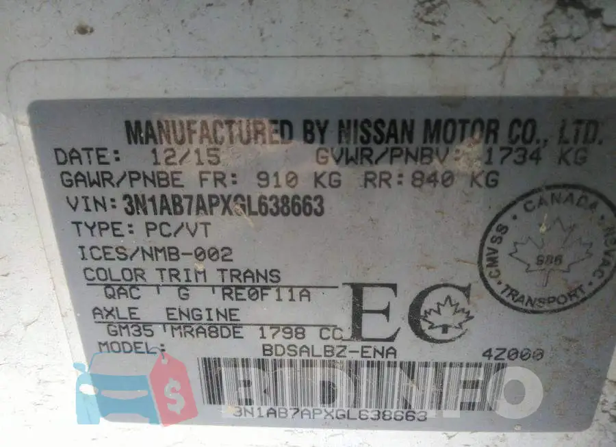 3N1AB7APXGL638663 Photo# 9