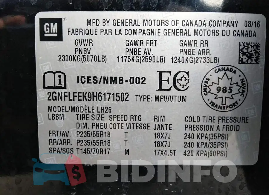 2GNFLFEK9H6171502 Photo# 9