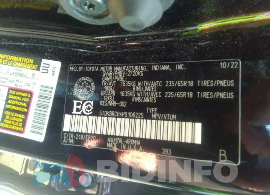5TDKBRCH4PS106225 Photo# 9