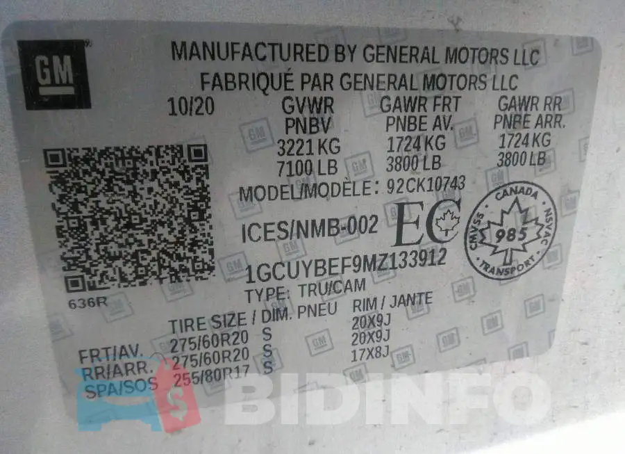 1GCUYBEF9MZ133912 Photo# 9 1GCUYBEF9MZ133912 Photo# 9