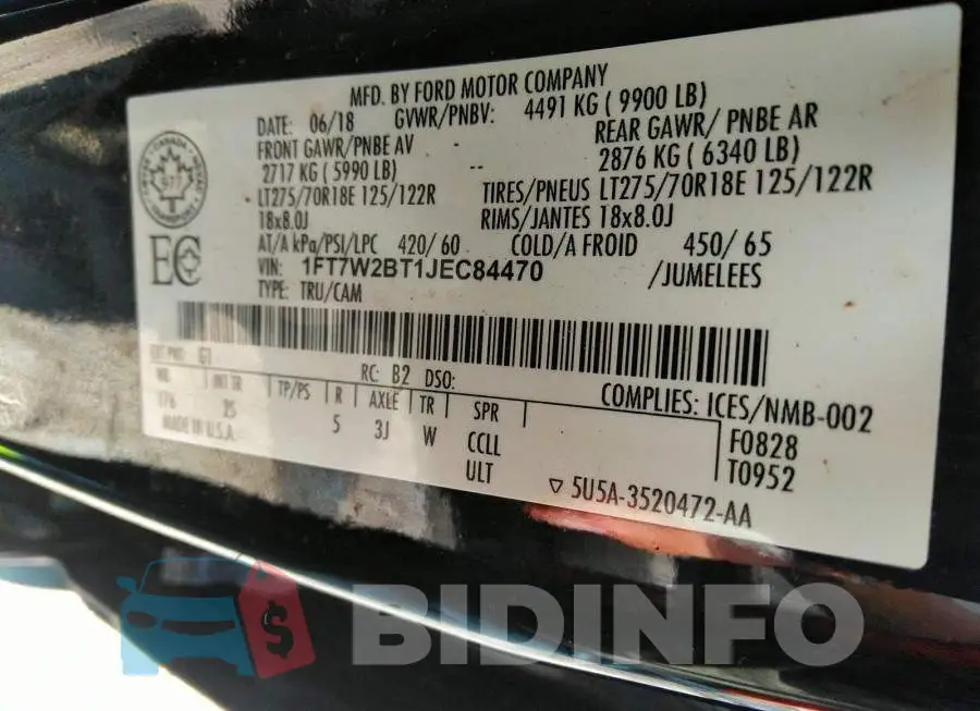 1FT7W2BT1JEC84470 Photo# 9