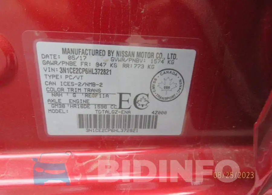 3N1CE2CP6HL372821 Photo# 10