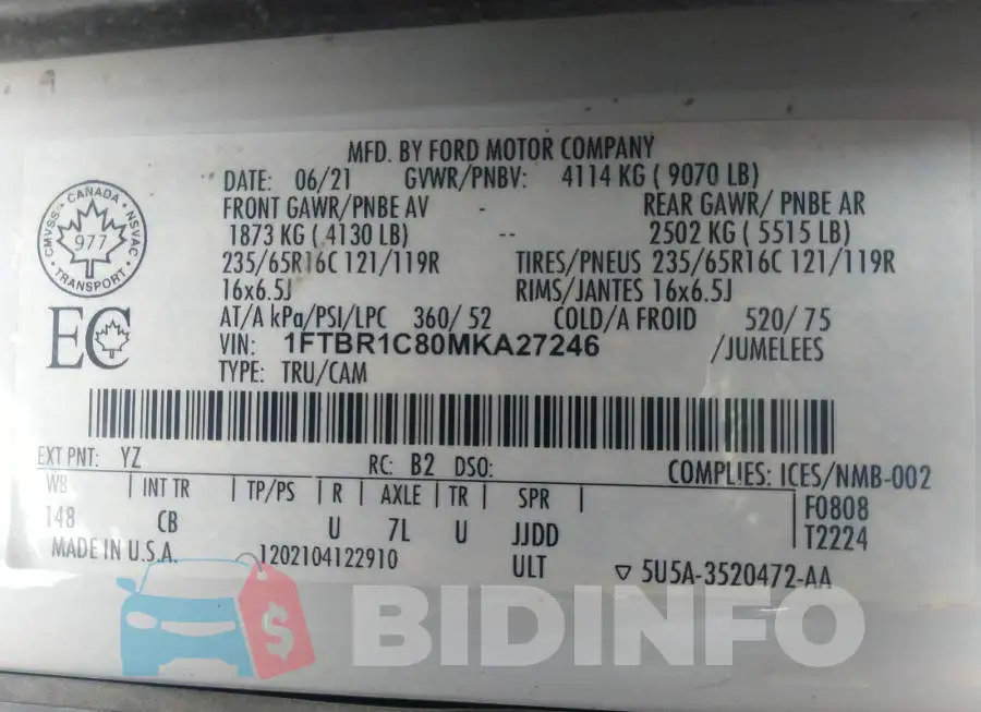1FTBR1C80MKA27246 Photo# 9