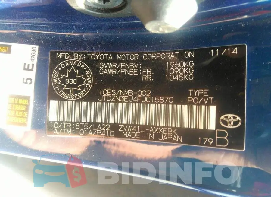 JTDZN3EU4FJ015870 Photo# 9