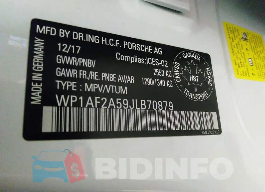 WP1AF2A59JLB70879 Photo# 9