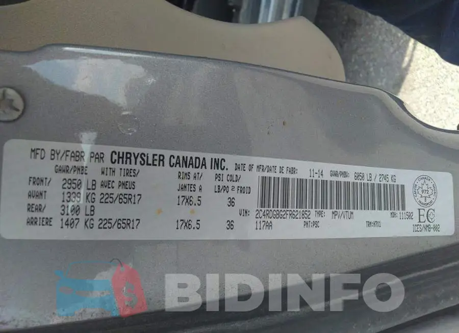 2C4RDGBG2FR621852 Photo# 9