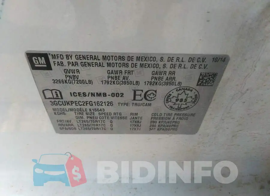 3GCUKPEC2FG162126 Photo# 9