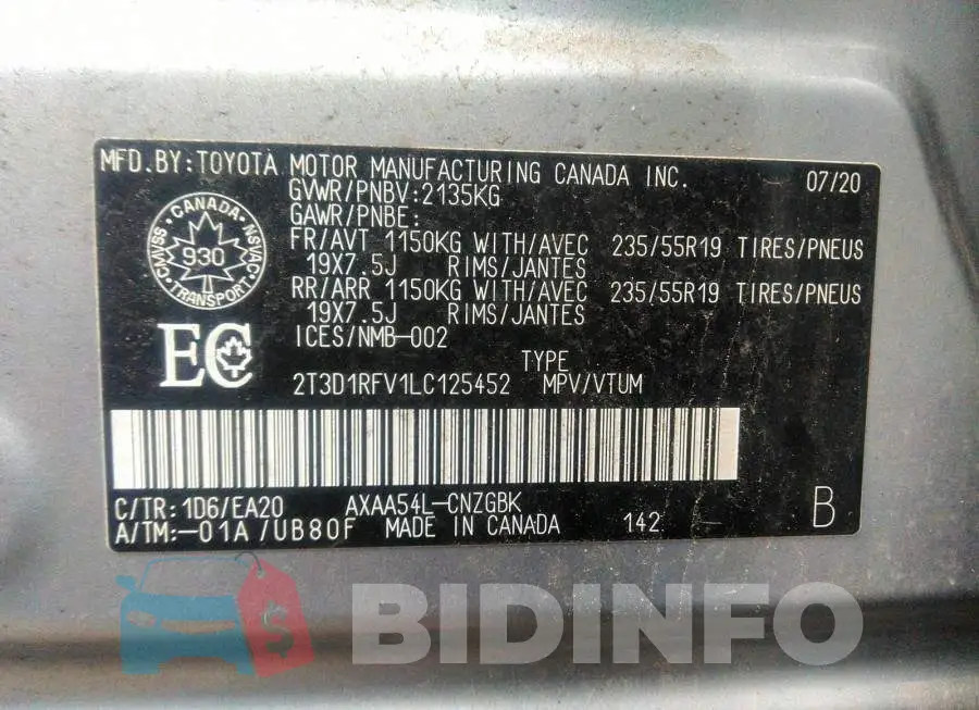 2T3D1RFV1LC125452 Photo# 9