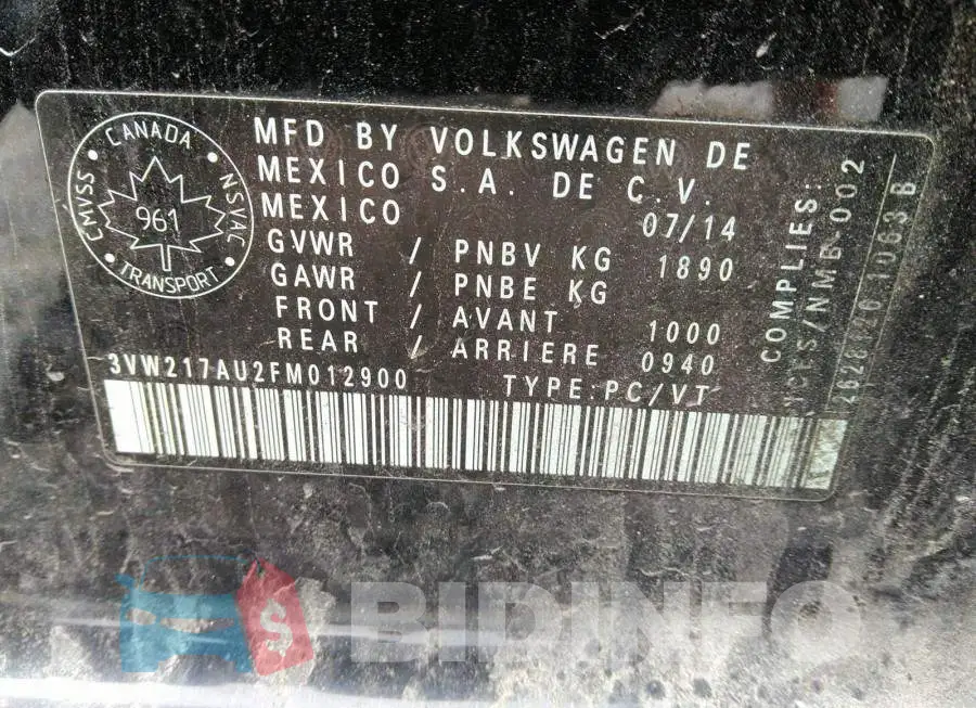 3VW217AU2FM012900 Photo# 9