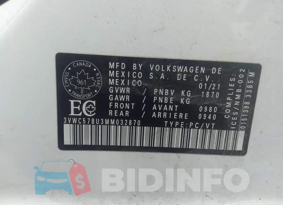 3VWC57BU3MM032870 Photo# 9
