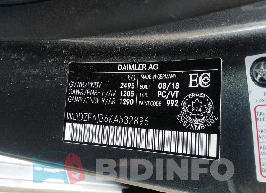 WDDZF6JB6KA532896 Photo# 9