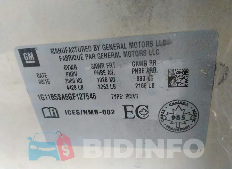 1G11B5SA6GF127546 Photo# 9