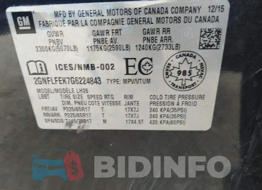 2GNFLFEK7G6224843 Photo# 9