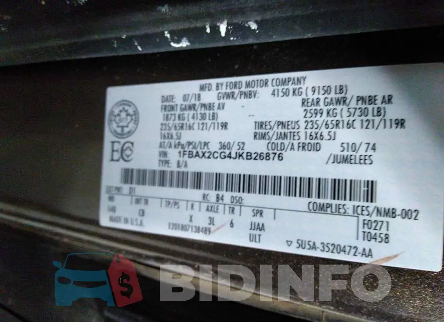 1FBAX2CG4JKB26876 Photo# 9