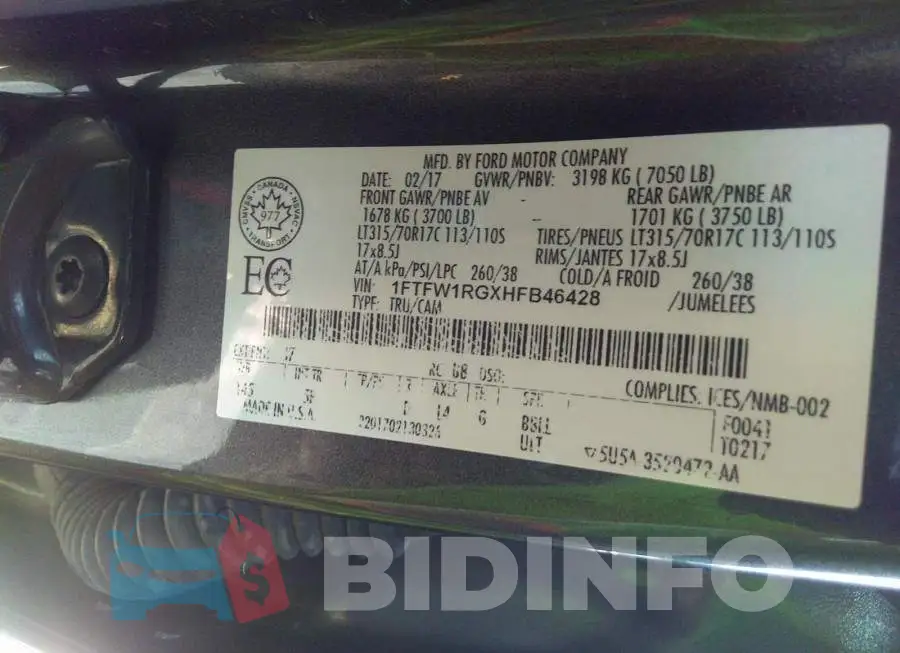 1FTFW1RGXHFB46428 Photo# 9
