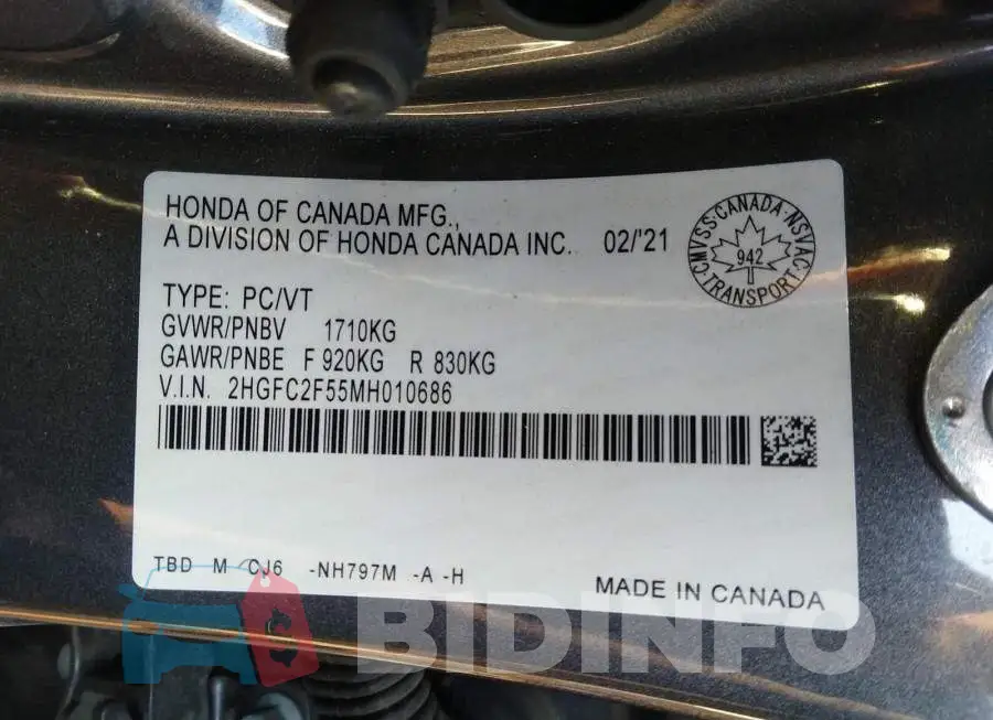 2HGFC2F55MH010686 Photo# 9