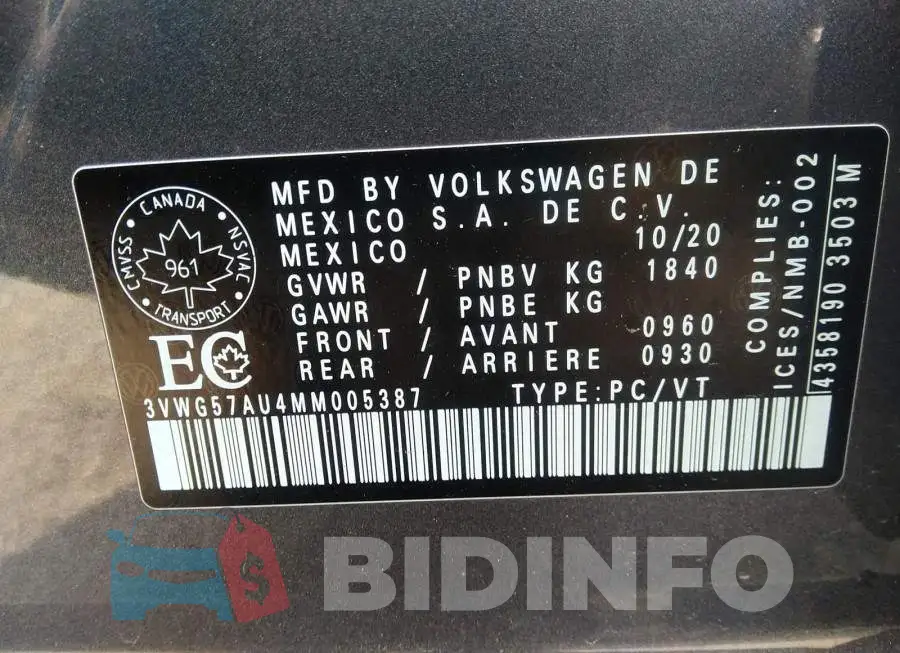 3VWG57AU4MM005387 Photo# 9